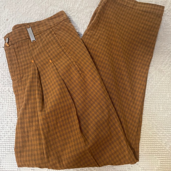 High Everyday Couture Realist Plaid Gold Orange Made In Italy Size US 12 - Picture 9 of 9